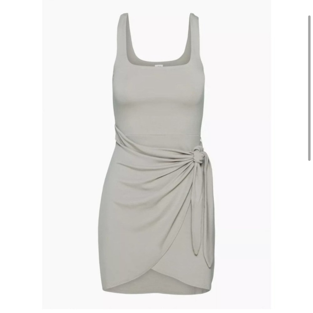 Aritzia Wilfred Saturn Mini Dress Sleeveless Wrap Sarong Basalt Gray Small S